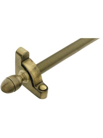 28 1/2 inch Heritage Acorn Tip Stair Rod - 1/2 inch Diameter Brass With Standard Brackets in Antique Brass.